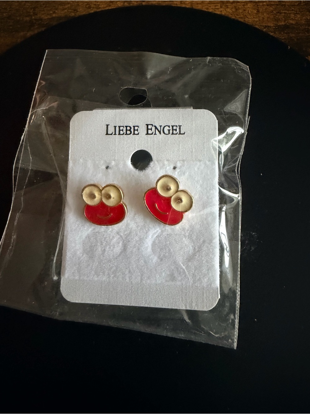 Red Enamel Frog Stud Earrings